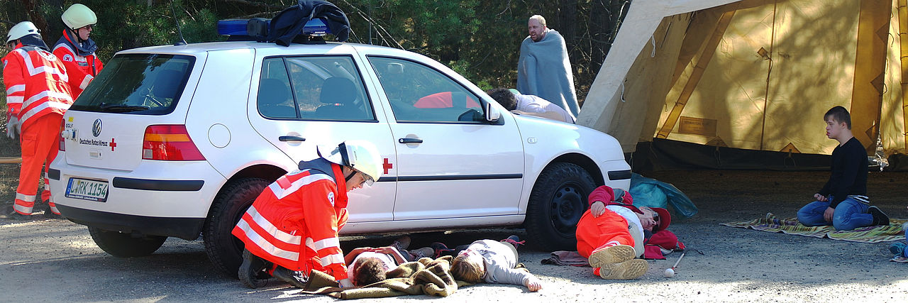 Die Medizinische Task Force bei einer Übung in Annaburg